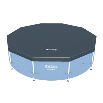 Bestway Round PVC 10 Foot Pool Cover for Above Ground Pro Frame Pools (2 Pack) - VMInnovations