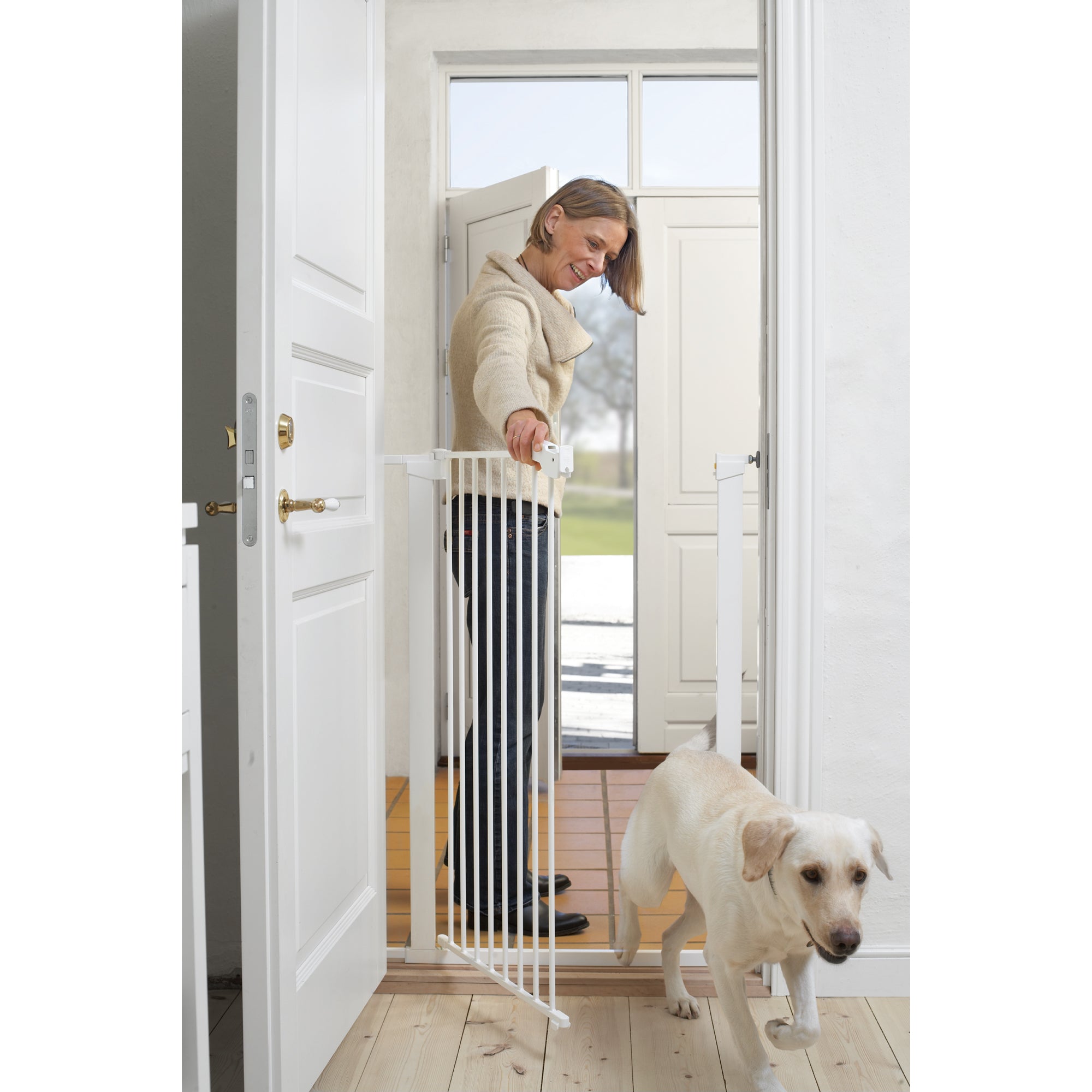 BabyDan Scandinavian 31 Inch Pet Safety Gate & 2-Pack Gate Extensions, White
