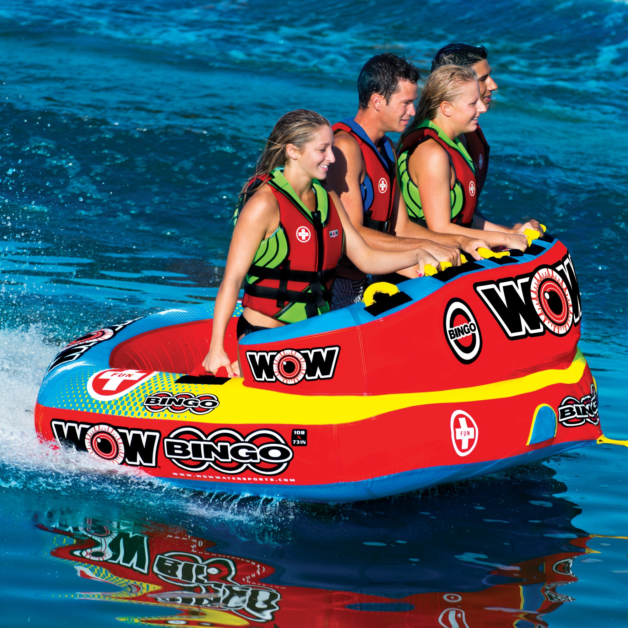 WOW Watersports 14-1080 Bingo 1 to 4 Person Towable Water Tube with Foam Handles