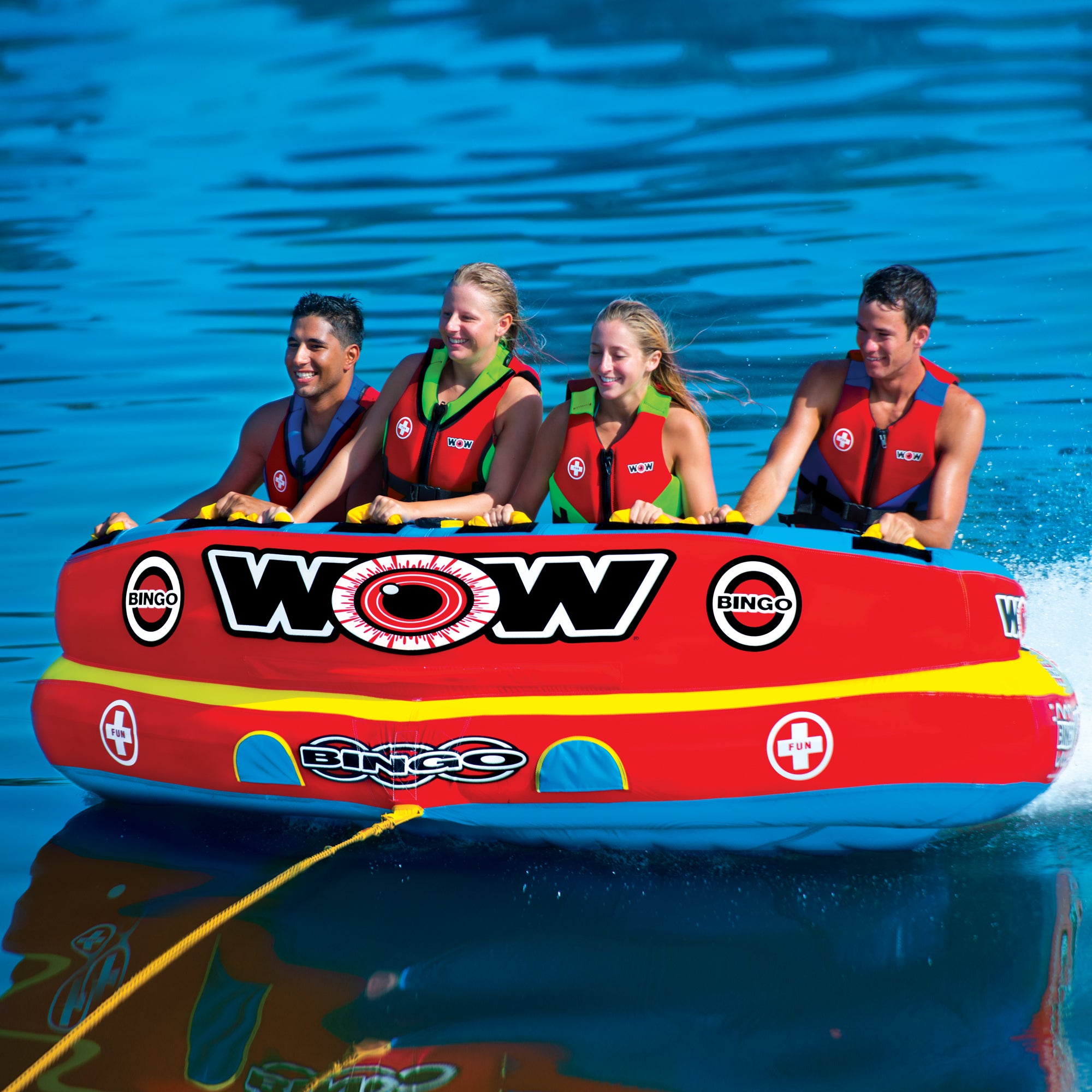 WOW Watersports 14-1080 Bingo 1 to 4 Person Towable Water Tube with Foam Handles