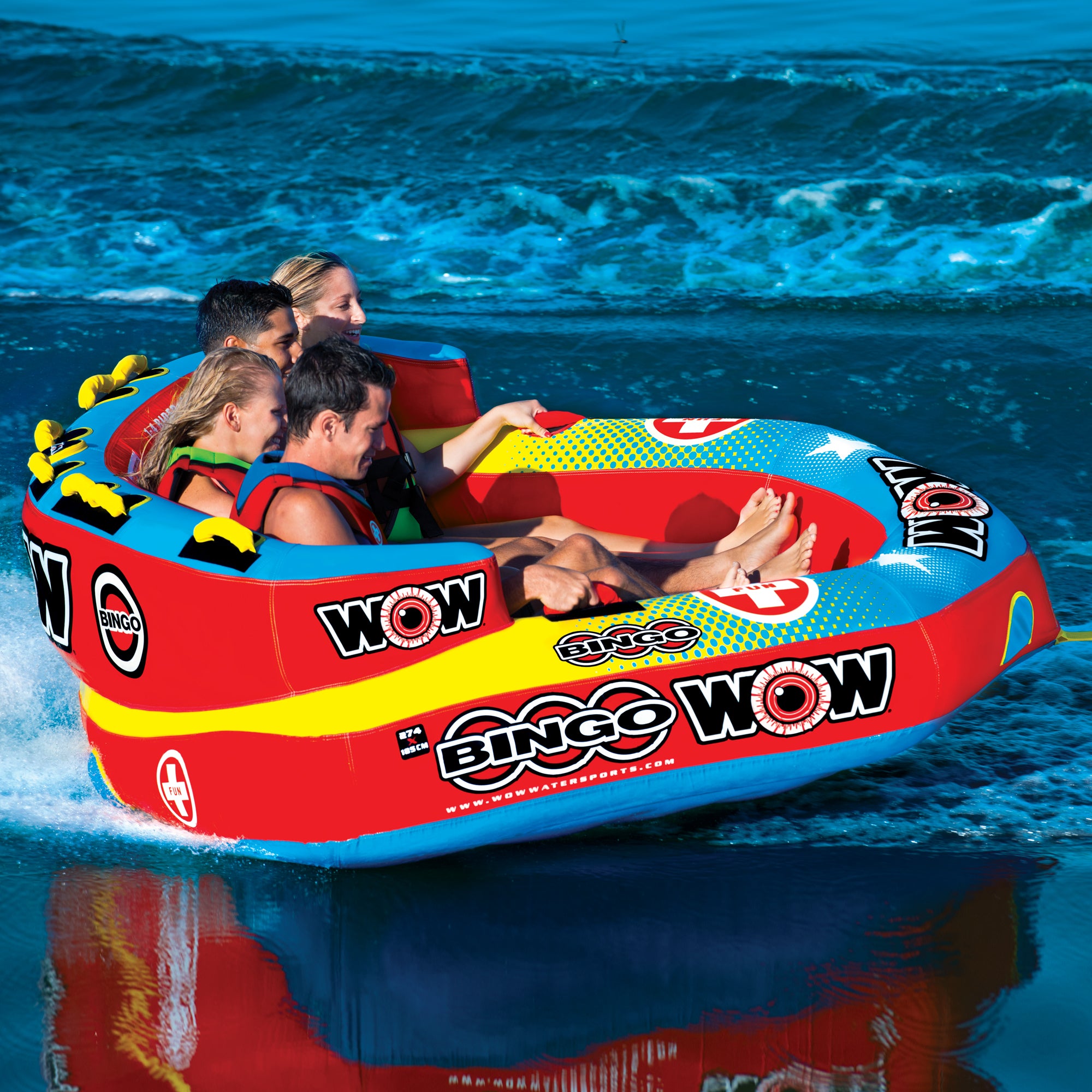 WOW Watersports 14-1080 Bingo 1 to 4 Person Towable Water Tube with Foam Handles
