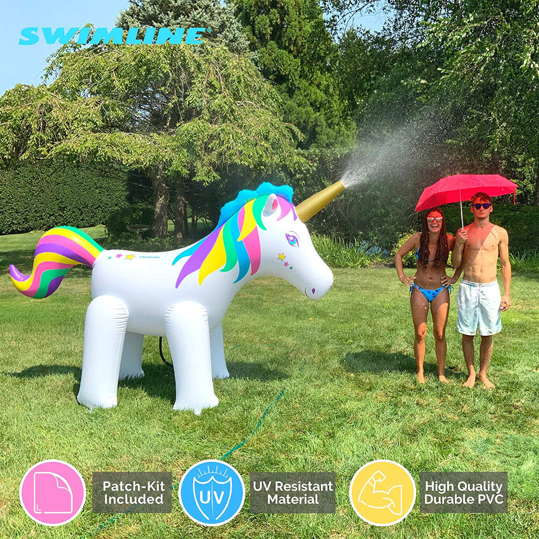 Swimline Humongous 6' Tall Inflatable Unicorn Kid's Outdoor Yard Water Sprinkler