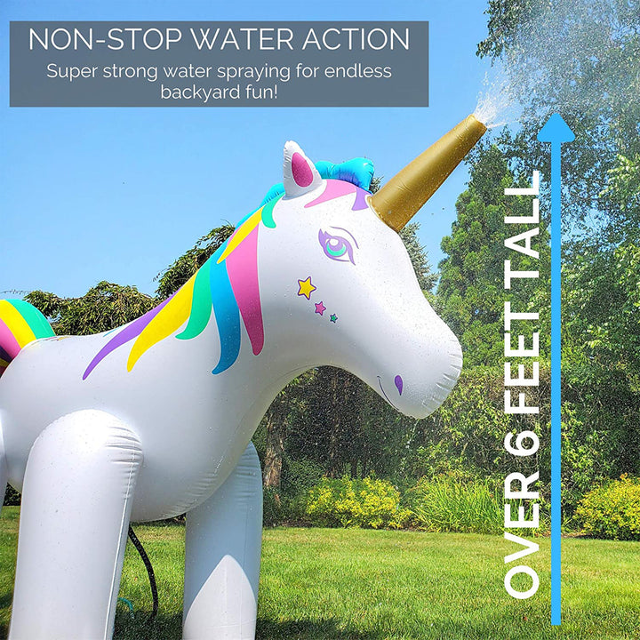 Swimline Humongous 6' Tall Inflatable Unicorn Kid's Outdoor Yard Water Sprinkler