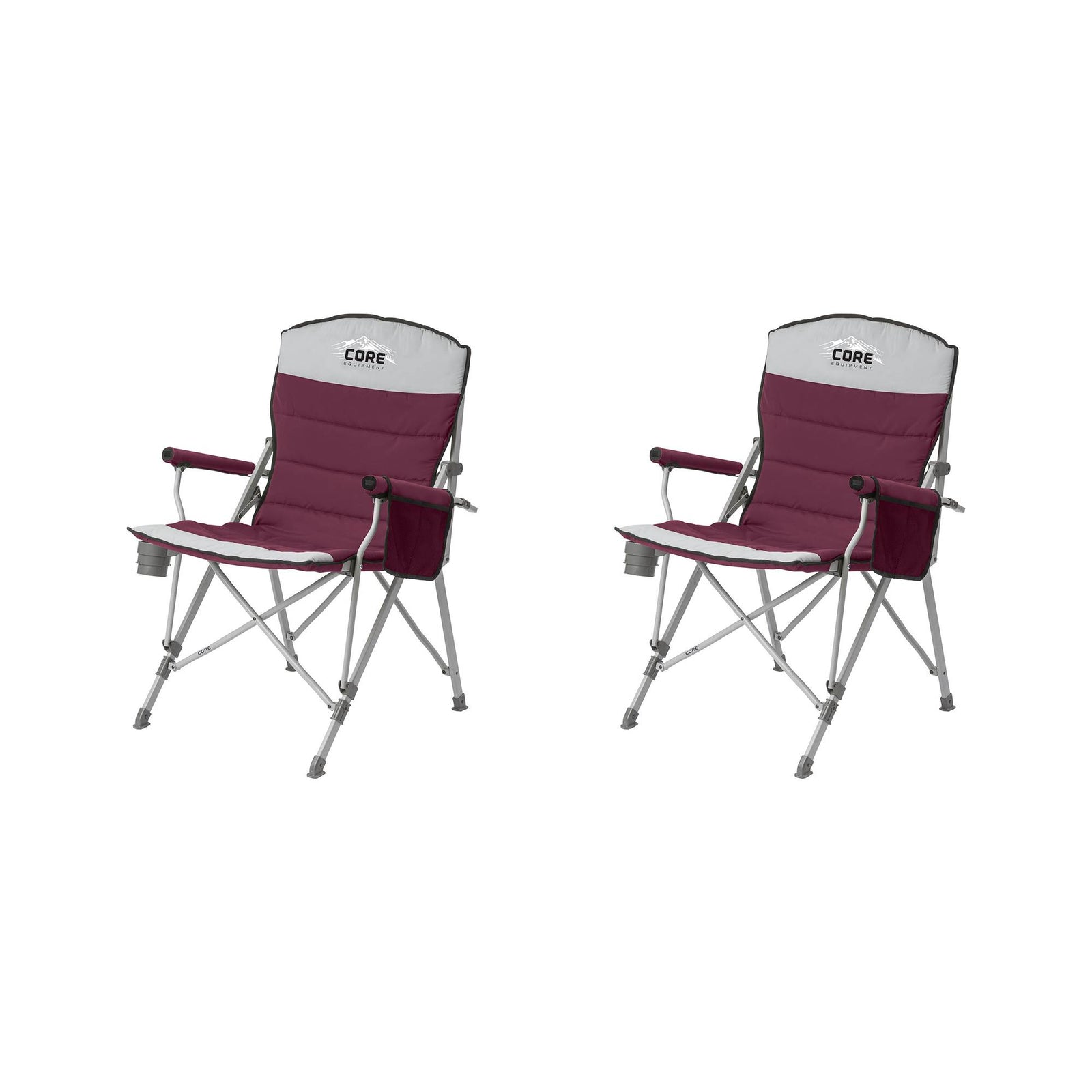 CORE 300 Pound Capacity Polyester Padded Arm Chair with Carry Bag, Gray (2 Pack) - VMInnovations