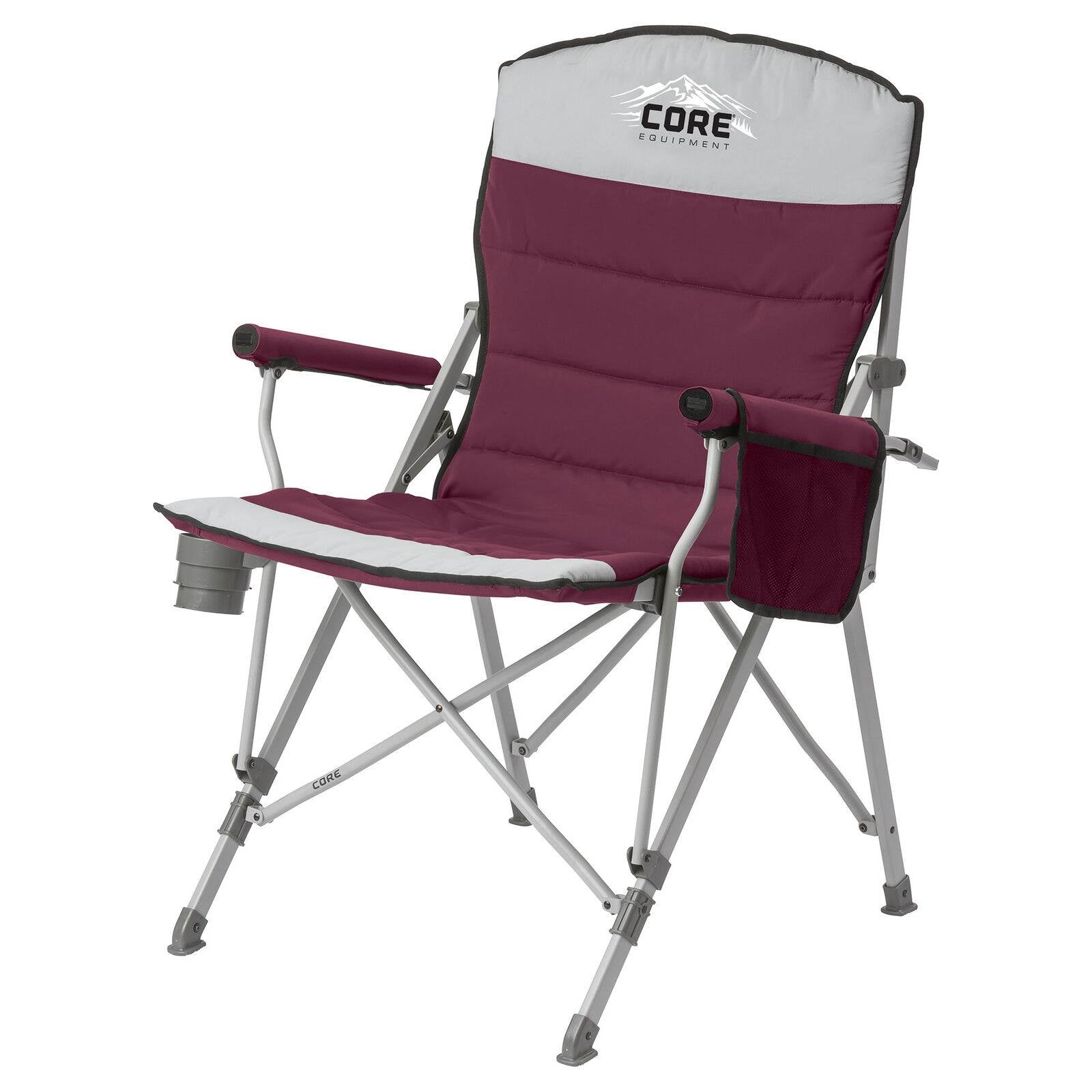 CORE 300 Pound Capacity Polyester Padded Arm Chair with Carry Bag, Gray (2 Pack) - VMInnovations