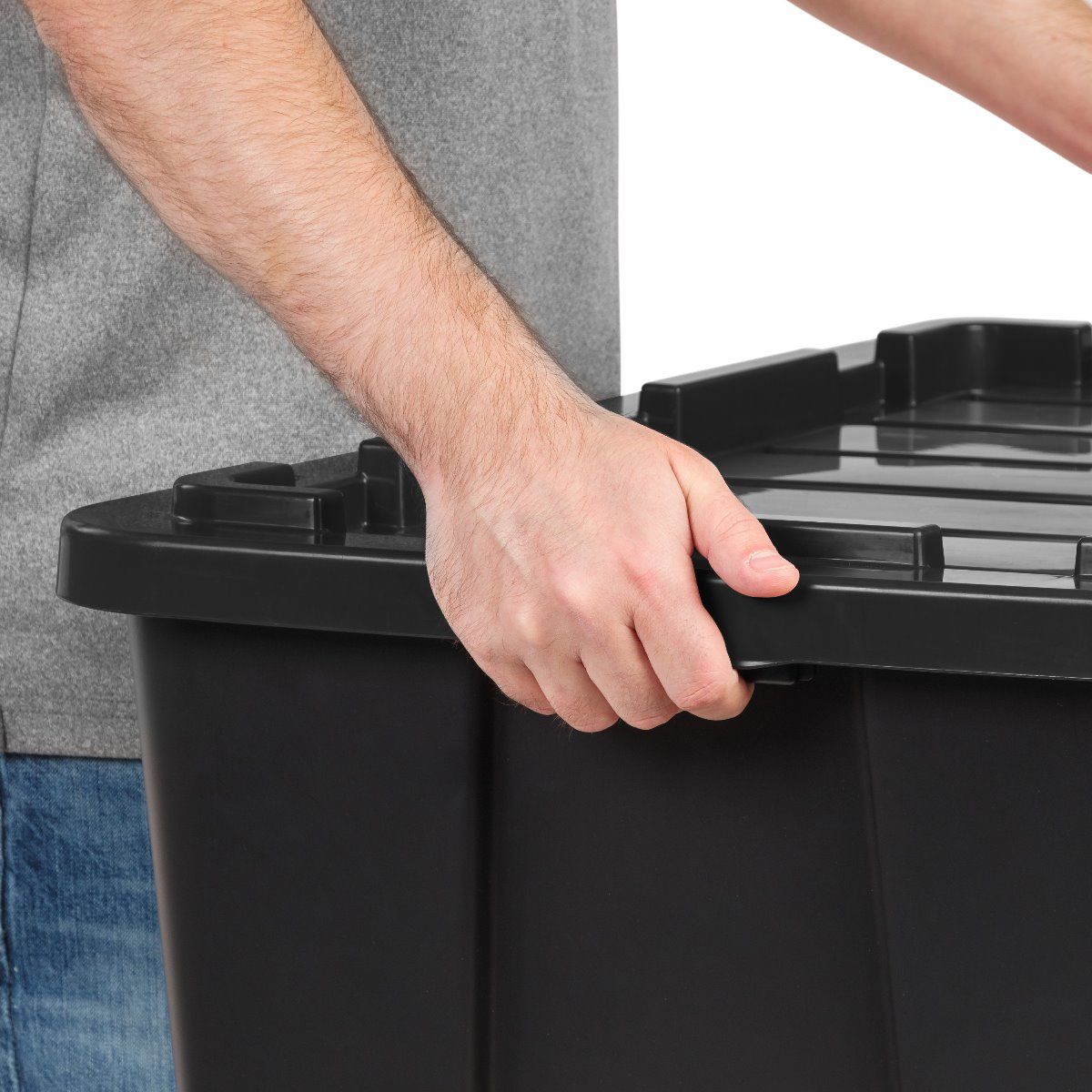 IRIS USA 589090 27 Gallon Utility Tough Stackable Storage Tote, Black (4 Pack)