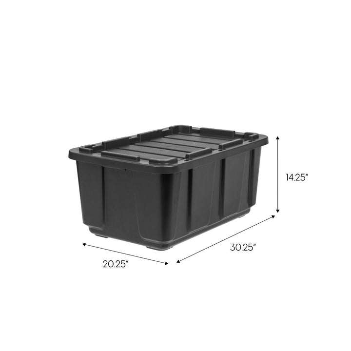 589090 27 Gallon Utility Tough Stackable Storage Tote, Black (4 Pack) (Open Box)