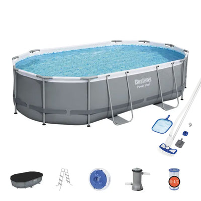 Bestway 16 Ft x 10 Ft x 42 In Above Ground Pool Set with Pump & Maintenance Kit - VMInnovations