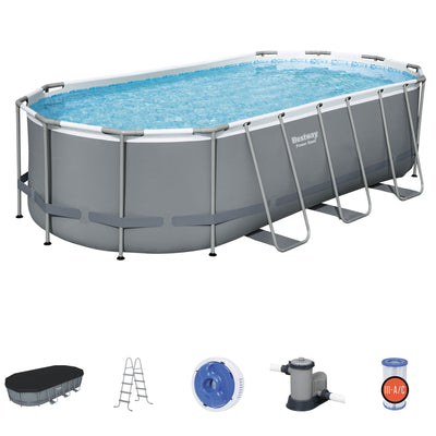 Bestway Power Steel 18'x9'x48" Above Ground Pool Set with Cleaning Accessories