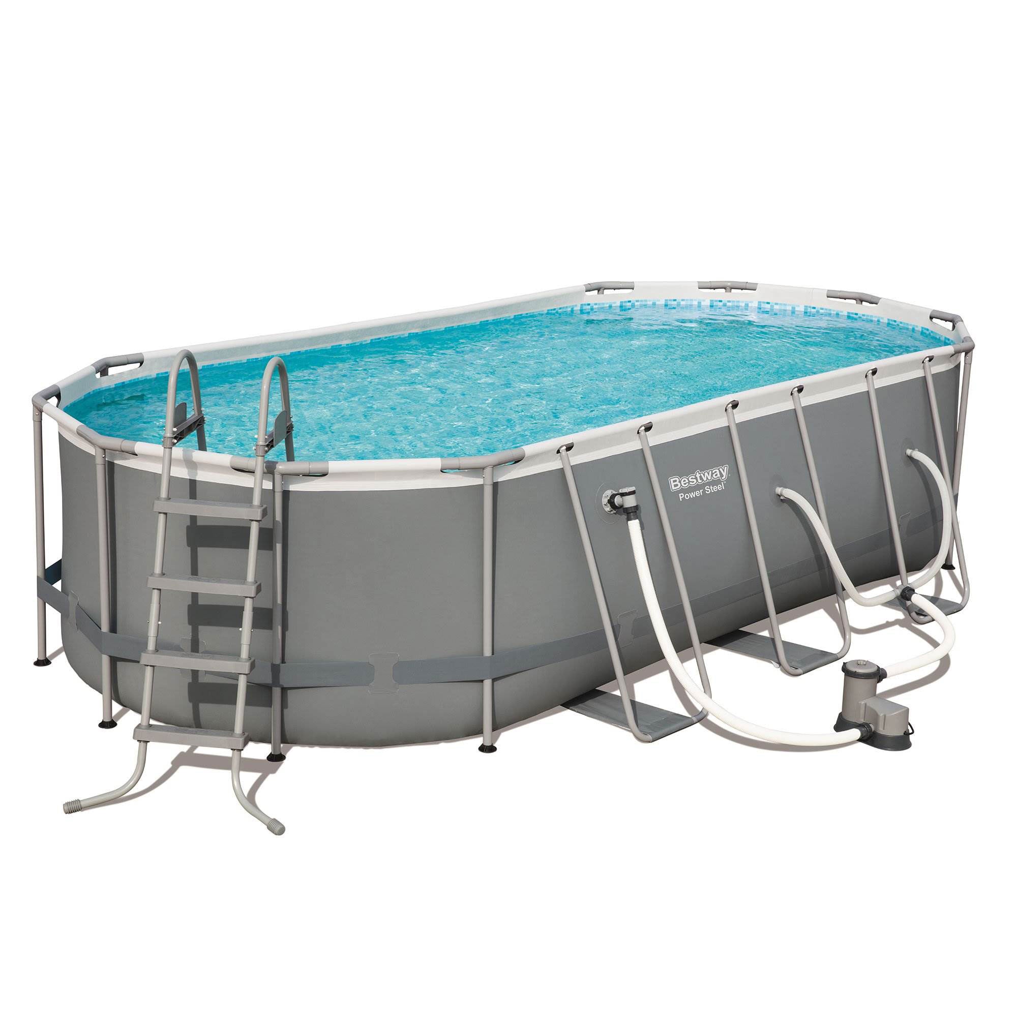 Bestway Power Steel 18'x9'x48" Above Ground Pool Set with Cleaning Accessories