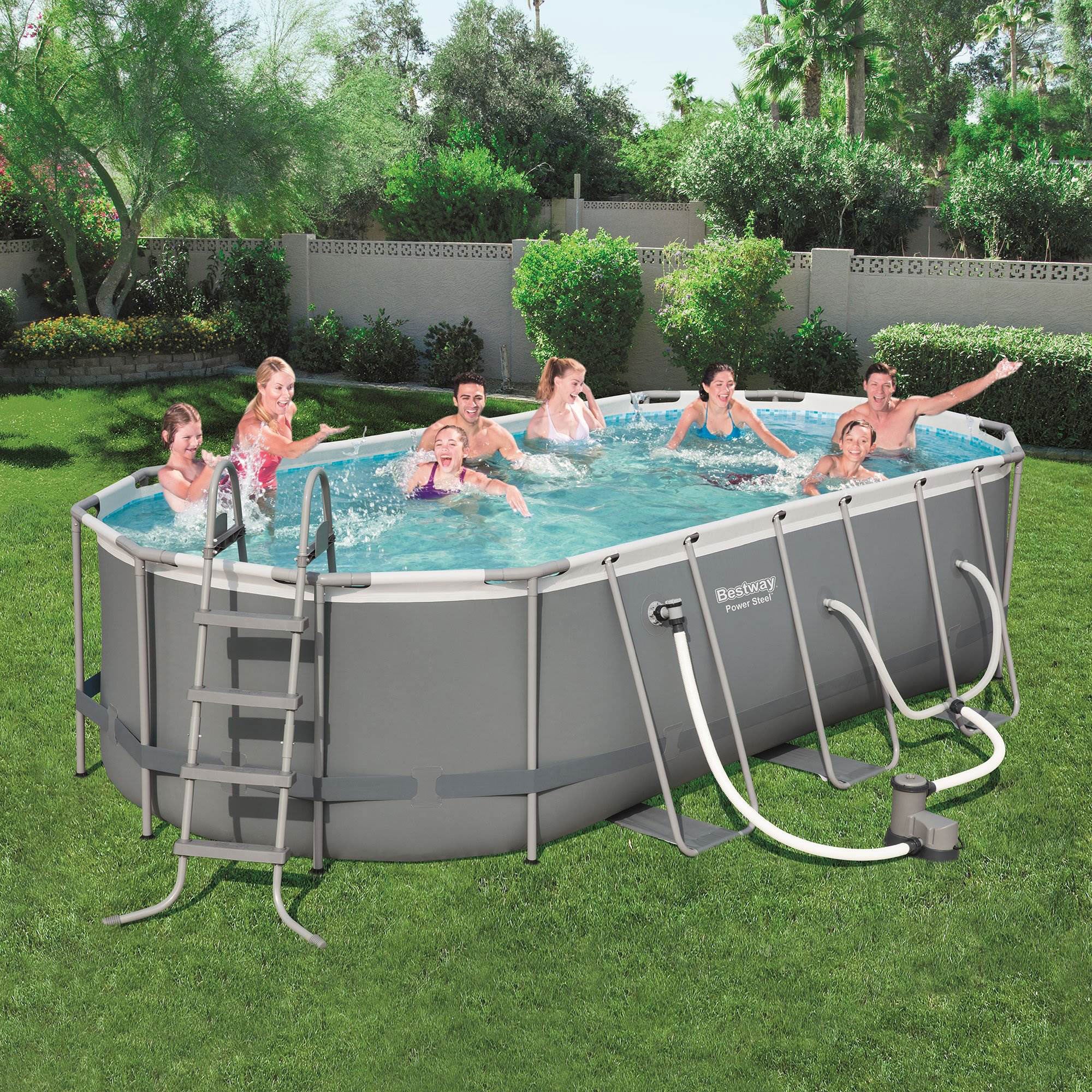 Bestway Power Steel 18'x9'x48" Above Ground Pool Set with Cleaning Accessories
