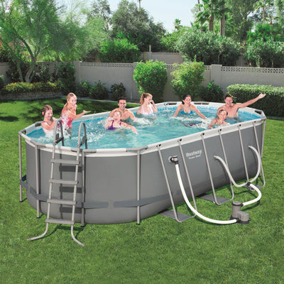 Bestway Power Steel 18'x9'x48" Above Ground Pool Set with Cleaning Accessories
