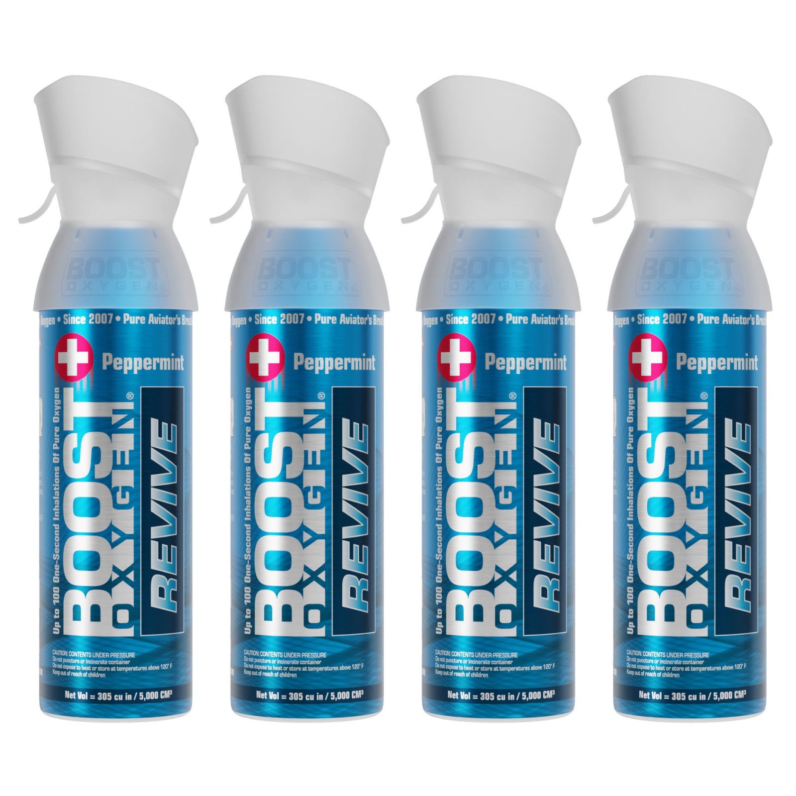 Boost Oxygen Natural Portable 5L Pure Canned Oxygen Canister Peppermint (4 Pack) - VMInnovations