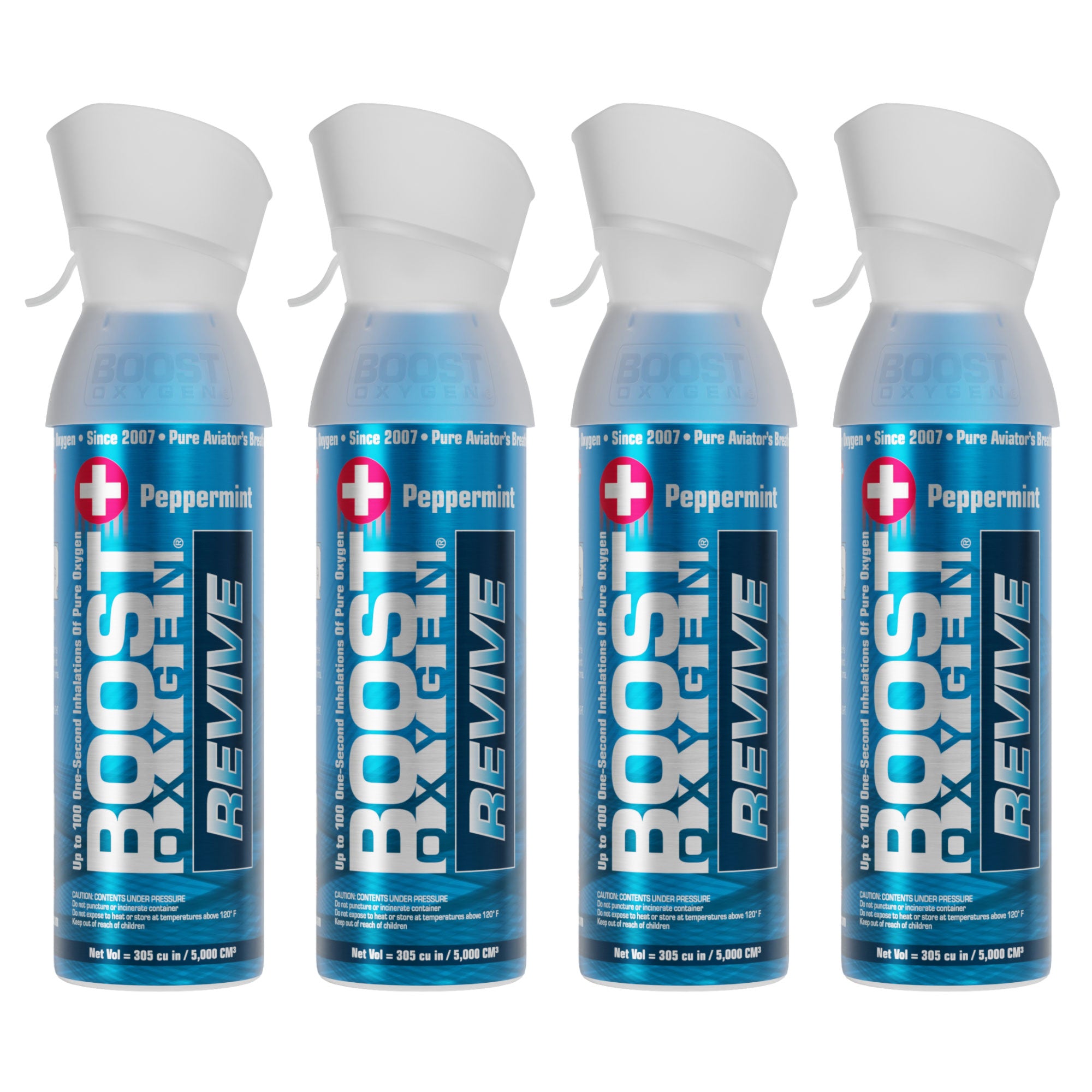 Boost Oxygen Natural Portable 5L Pure Canned Oxygen Canister Peppermint (4 Pack) - VMInnovations