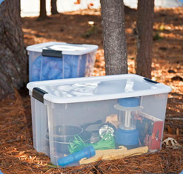 Sterilite 70 Quart Storage Box (4 Pk) Bundled with VELCRO® Brand 2in x 15ft Roll