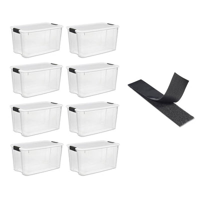 Sterilite 70-qt Ultra Latch Storage Box (8 Pack) Bundled with VELCRO® Brand Roll