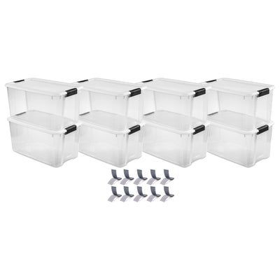 Sterilite 70Qt Ultra Latch Storage Box, 8Pk, & Velcro Extreme Outdoor Fasteners