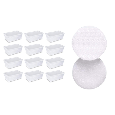 Sterilite 6-QtTote (12 Pack) Bundled with VELCRO® Brand Fastener Pads (200 Pack)