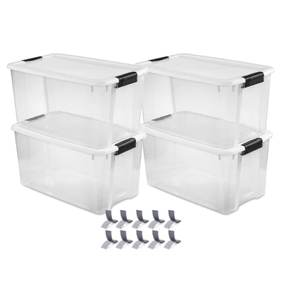 Sterilite 70Qt Ultra Latch Storage Box, 4Pk, & Velcro Extreme Outdoor Fasteners