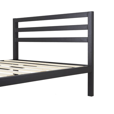 intelliBASE King Size Wooden Slat Black Metal Platform Bed Frame with Headboard