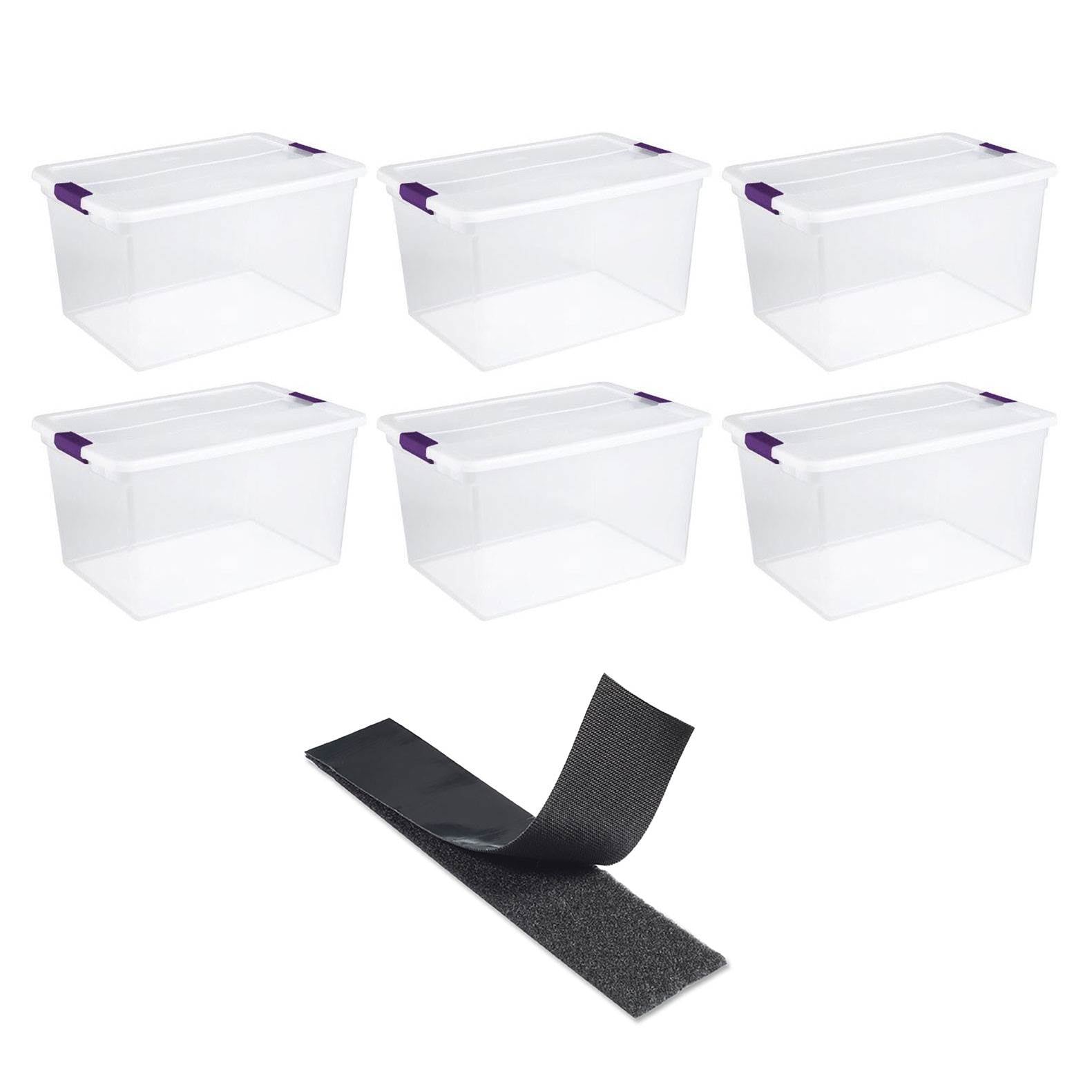 Sterilite 66 QT Storage (6 Pack) Bundled with VELCRO® Brand 2 Inch Hook & Loop