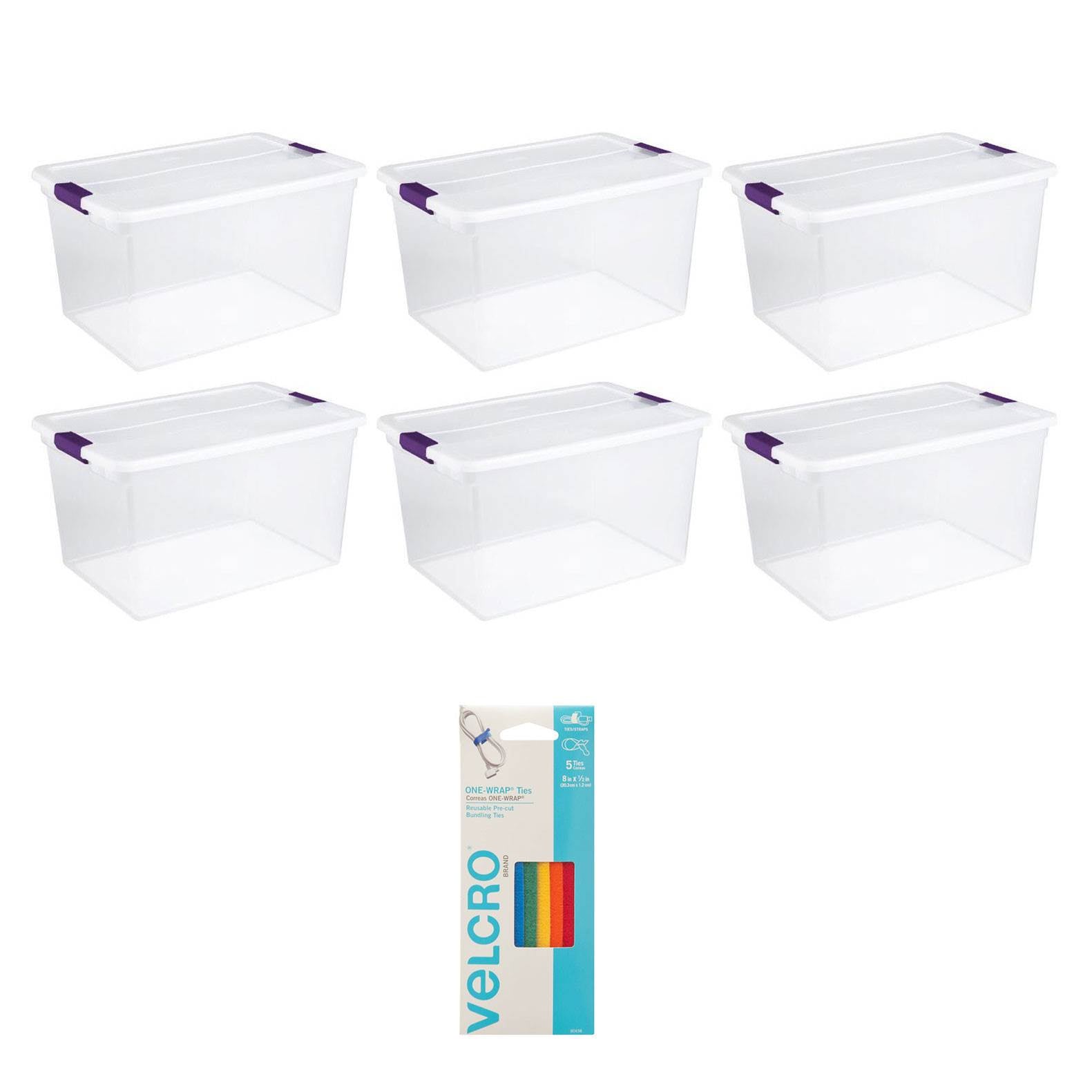 Sterilite 66-Quart Storage (6 Pack) Bundled with VELCRO® Brand Wire & Cable Ties