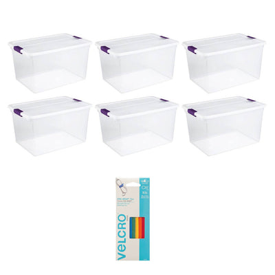 Sterilite 66-Quart Storage (6 Pack) Bundled with VELCRO® Brand Wire & Cable Ties