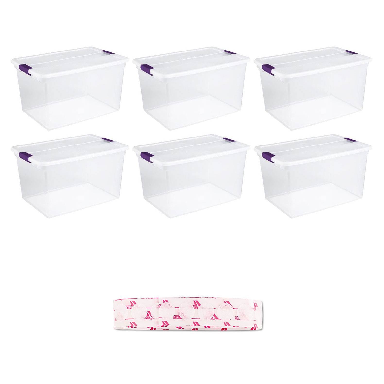 Sterilite 66 Qt Plastic Storage Container Tote (6 Pack) + Coin Fasteners