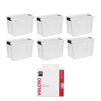 Sterilite 30 Qt Storage Box w/Lid (6 Pack) Bundled with VELCRO® Brand (200 Pack)