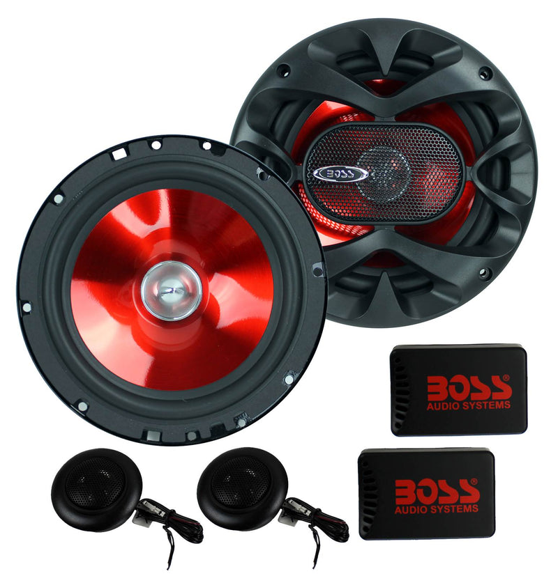 2) BOSS CH6CK 6.5" 350W Car 2 Way Component Car Audio Speakers System Red Stereo