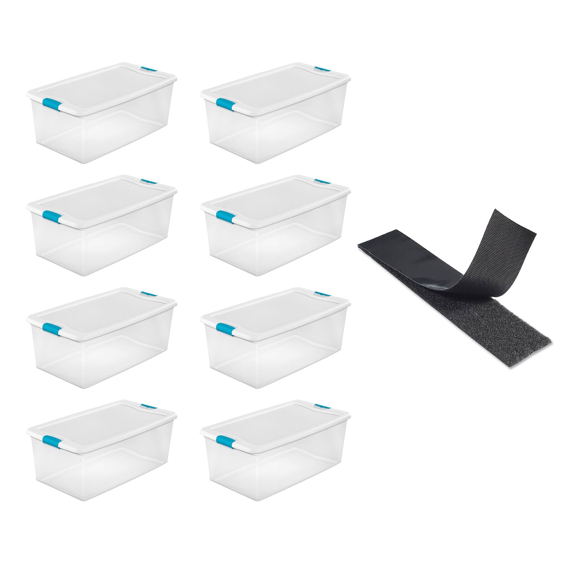 Sterilite 106 Quart Storage (8 Pack) Bundled with VELCRO® Brand w/ Fastener