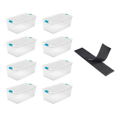 Sterilite 106 Quart Storage (8 Pack) Bundled with VELCRO® Brand w/ Fastener