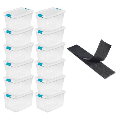 Sterilite 64 Qt Storage Box (12 Pack) Bundled with VELCRO® Brand Roll - VMInnovations