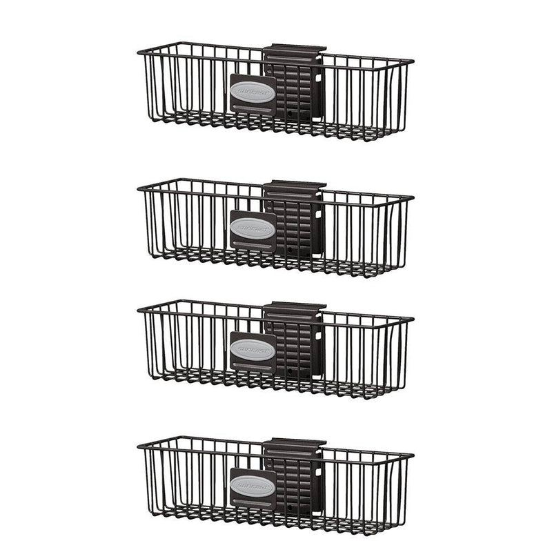 Suncast Storage Trends 3" x 12" Mounted Metal Wire Shelf Basket, Black (4 Pack)