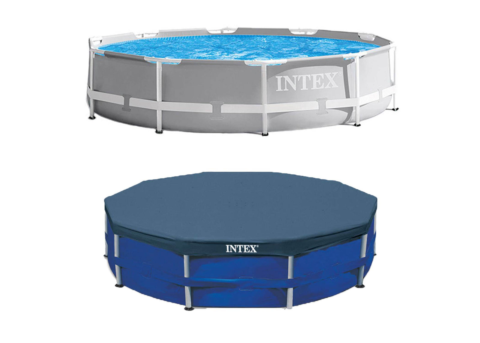 Intex 10 Foot x 30 Inches Pool w/ 10-Foot Round Above Ground Pool Cover - VMInnovations
