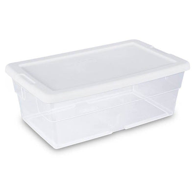 Sterilite 6 Quart Clear Plastic Storage Container Tote (24 Pack) + Ties - VMInnovations