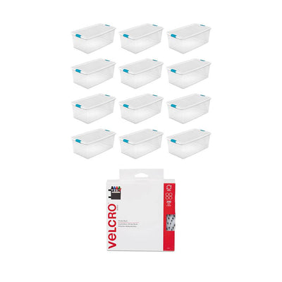 Sterilite 106-Quart Box (12 Pack) and VELCRO® Brand Fastener Pads (200 Pack)