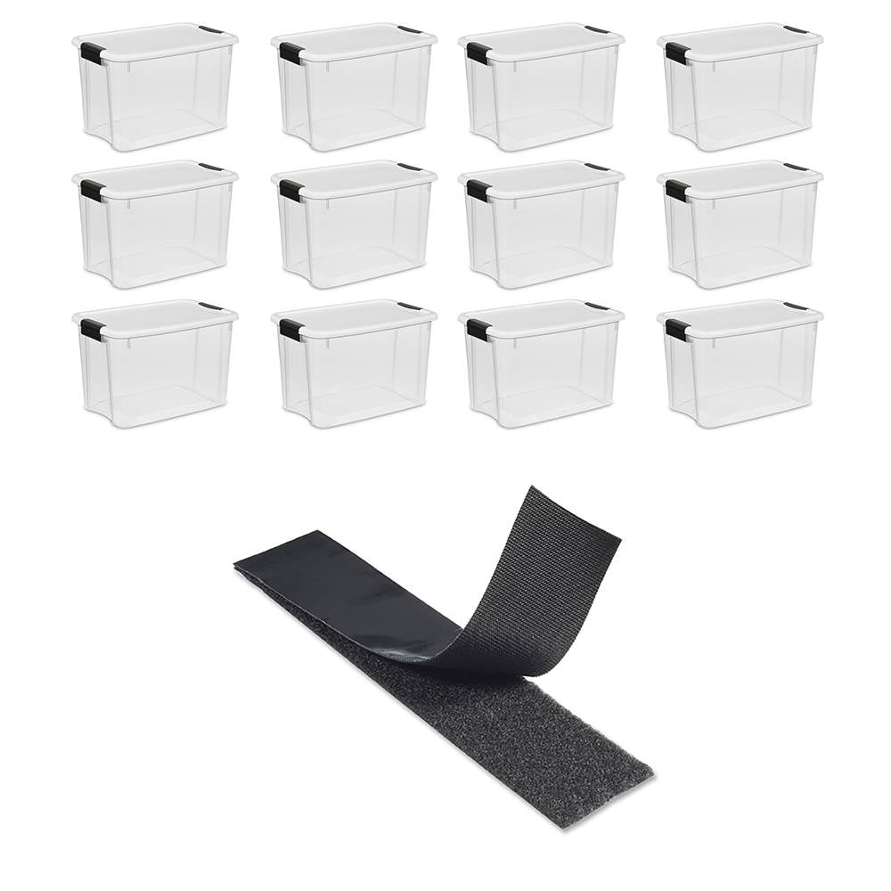 Sterilite 30 Qt Storage (12 Pack) Bundled with VELCRO® Brand Roll - VMInnovations
