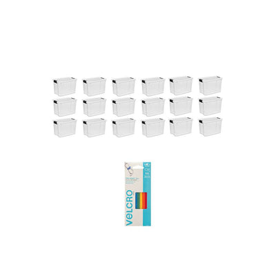 Sterilite 30 Quart Clear Box (18 Pack) Bundled with VELCRO® Brand Ties (5 Pack)