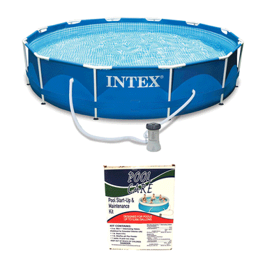 Intex 12ft x 30in Above Ground Swimming Pool & Qualco Swimming Pool Chemical Kit