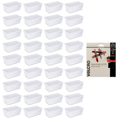 Sterilite 6 Quart Storage w/Lid (36 Pack) Bundled with VELCRO® Brand 10 Foot