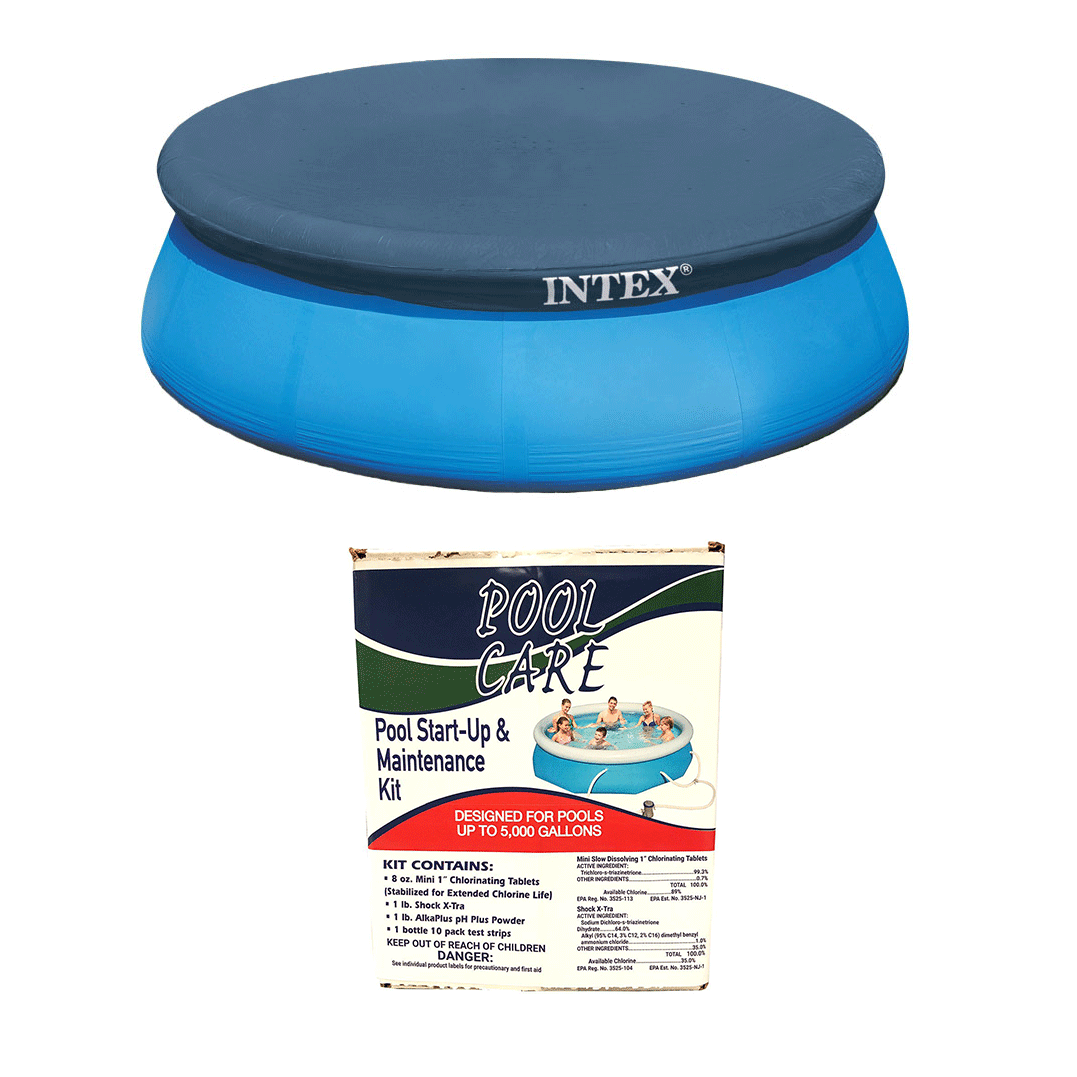 Intex 15 Foot Round Cover Tarp Qualco Pool Chemical Kit - VMInnovations
