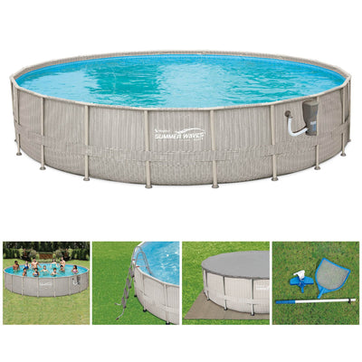 Summer Waves 20ft x 48in Above Ground Elite Frame Swimming Pool & Cleaner Kit