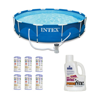 Intex 12' x 2.5' Pool w/ Filter, Pump, Cartridges and Phosphate Remover
