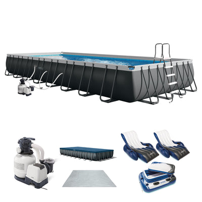 INTEX 32ft x 16ft x 52in Ultra XTR Rectangular Pool , Floats (2 Pack), & Cooler - VMInnovations