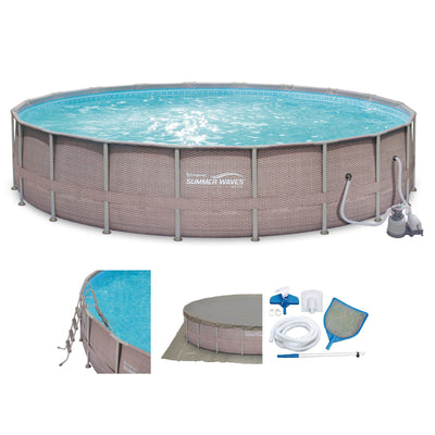 Summer Waves 24' x 52" Above Ground Pool Set + Qualco Chemical Maintenance Kit