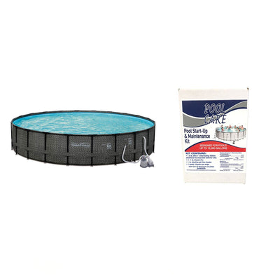 Summer Waves 24' x 52" Above Ground Pool w/ Sand Pump + Qualco Pool Chemical Kit