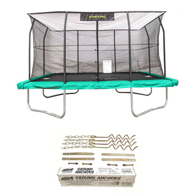JumpKing 10x14 Foot Trampoline w/ Safety Net and Recreation Metal Anchor Kit