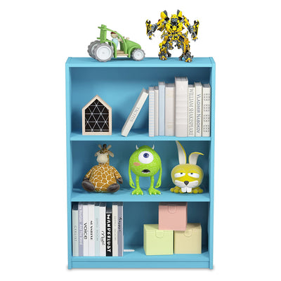 Furinno Jaya Wooden 3 Tier Adjustable Home Bookcase Display Shelf, Light Blue