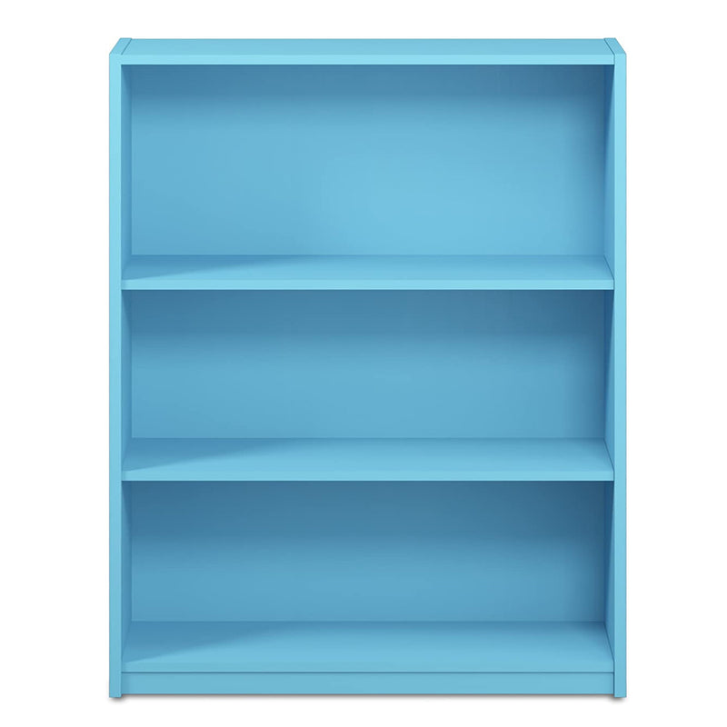 Furinno Jaya Wooden 3 Tier Adjustable Home Bookcase Display Shelf, Light Blue